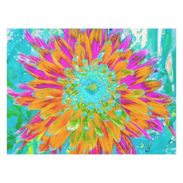 Nappe Dahlia décorative tropicale orange et rose chaud (Devant (Horizontal))