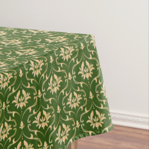 Nappe Damas d'or vintage sur Forest Green