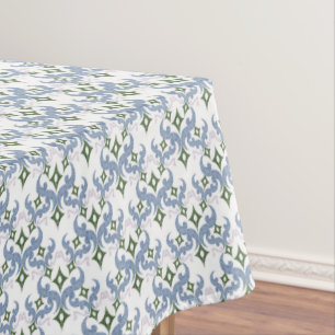 Nappe damassé bleu et vert ornement pointillisme