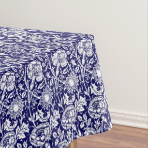 Nappe Damassé, marine et blanc d'oeillet de Nouveau