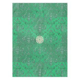 Nappe Damassé verte irlandaise avec le noeud de Celtic