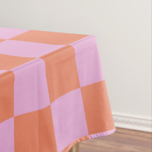Nappe Damier Motif à Carreaux Corail Rose Pastel