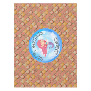 Nappe d'anniversaire Sirène Brun Orange Écailles