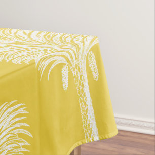 Nappe Date tropicale moderne Palmiers Jaune Blanc