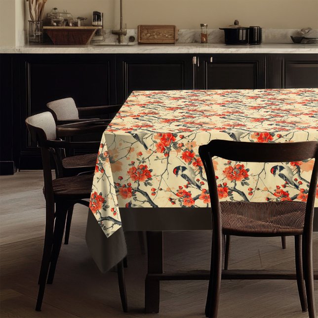 Nappe d'automne Oiseaux et fleurs Style saisonnier (Autumn Birds and Flowers Tablecloth Seasonal Style)