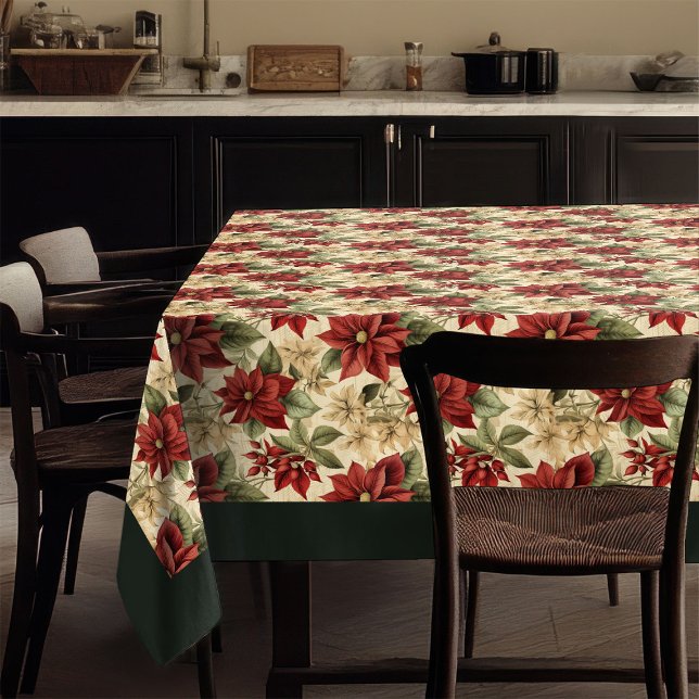 Nappe de fête rustique Charme floral aquarelle (Classic Christmas Flowers Tablecloth Cozy Style)
