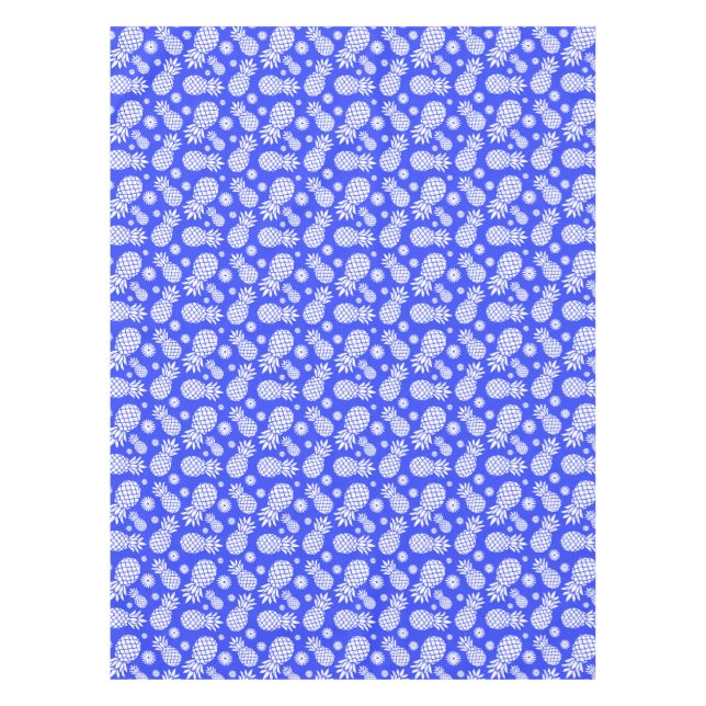 Nappe de fleurs d'ananas bleu graphique (Devant)