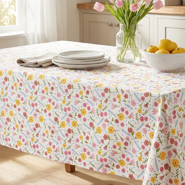 Nappe de jardin fleurie colorée de printemps (Fun Floral Spring Tablecloth)