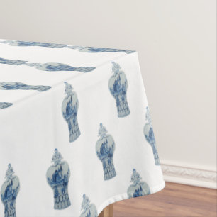 Nappe de jarre de gingembre blanc et bleu peint à