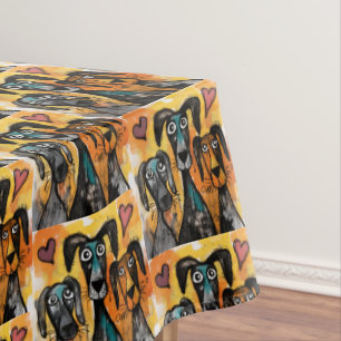 Nappe de la Saint-Valentin Chien Cœurs Rouges