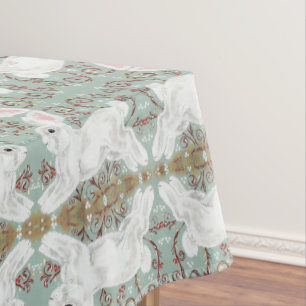 Nappe de lapin blanc Noël Berry Vert doux