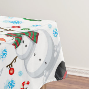 Nappe de Noël Bonhommes de Neige Joyeux