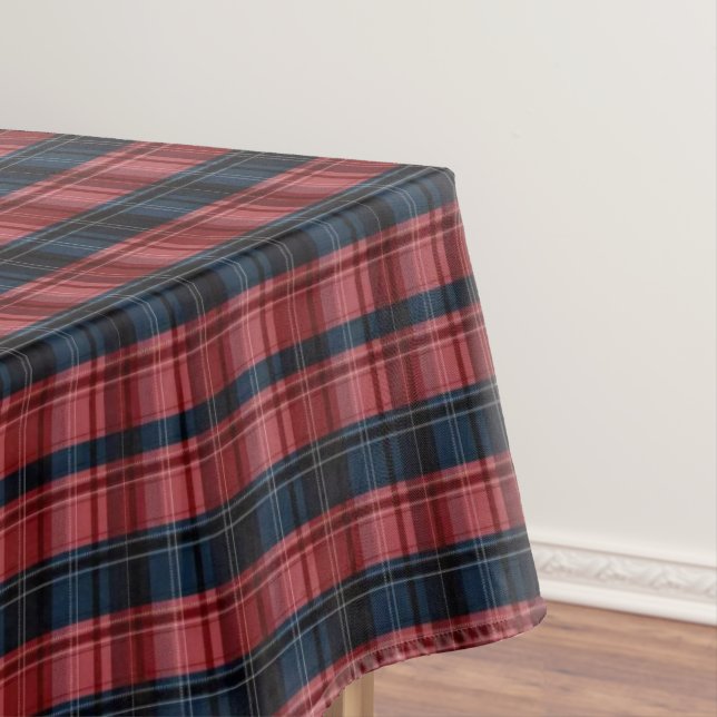 Nappe de Noël Classique Bleu Nuit & Carreaux Rouge (In Situ)