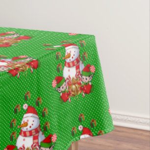 Nappe de Noël, Joyeux Noël, Elfe Snowman