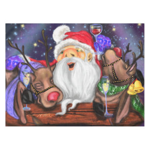 Nappe de Noël Père Noël avec Rennes Amusantes