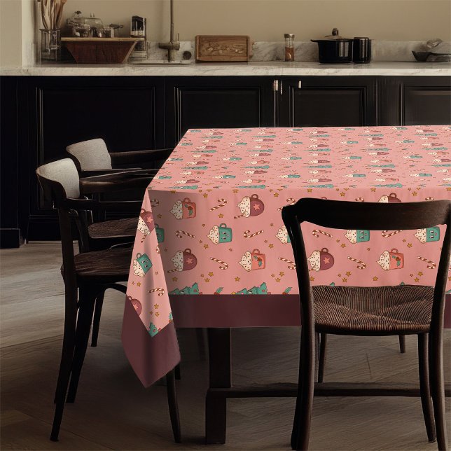 Nappe de Noël rétro funky pastel de Noël (Retro Holiday Tablecloth Funky Pastel Christmas)