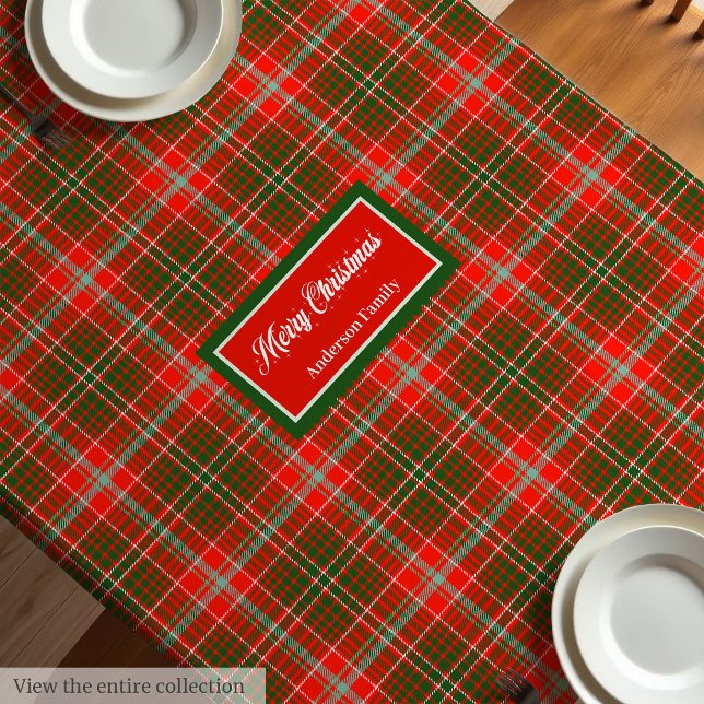 Nappe de Noël tendance rouge vert monogramme Art (Trendy Christmas Tablecloth Red Green Monogram Art)