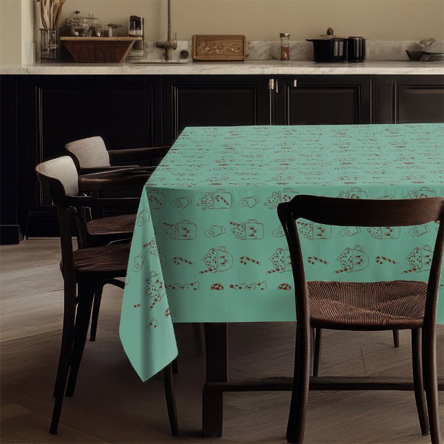 Nappe de Noël vintage Rétro Pastel Charme Cozy (Vintage Xmas Tablecloth Retro Pastel Cozy Charm)