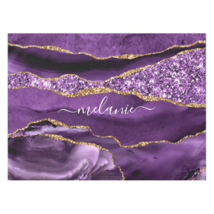 Nappe de Parties scintillant en or violet avec nom