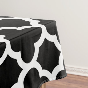 Nappe de Quatrefoil noir et blanc classique