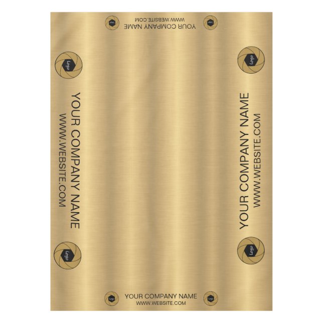 Nappe de stand personnalisée avec logo doré et noi (Devant)