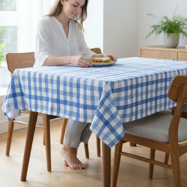 Nappe de table à motif bleu ciel et blanc pour sal (Sky Blue and White Pattern Tablecloth Dining Set)