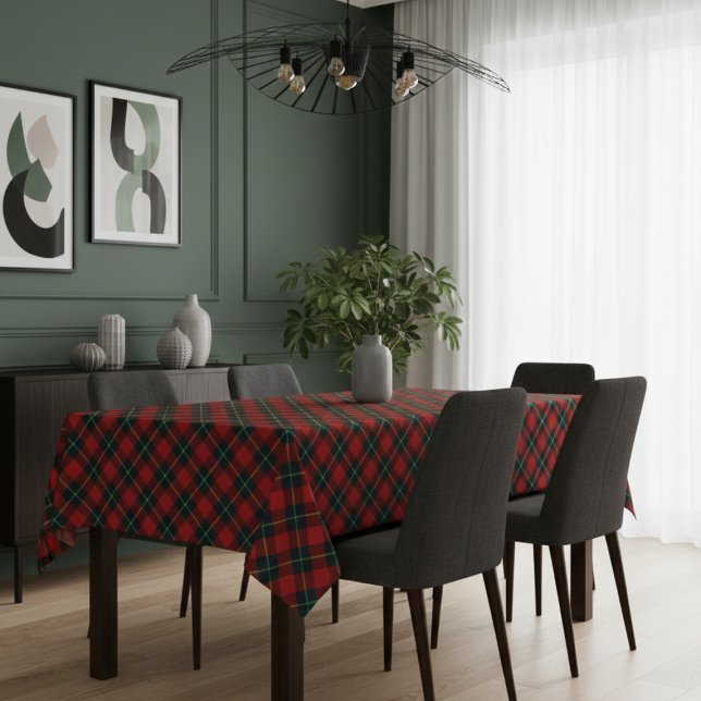 Nappe de table à motif rouge, noir et vert (Red, Black & Green Pattern Dining Tablecloth)