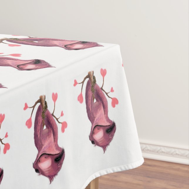 Nappe de table avec sourire de paresseux romantiqu (In Situ)