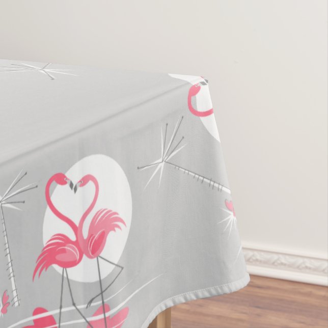 Nappe de table bordure d'amour flamant rose 60x104 (In Situ)