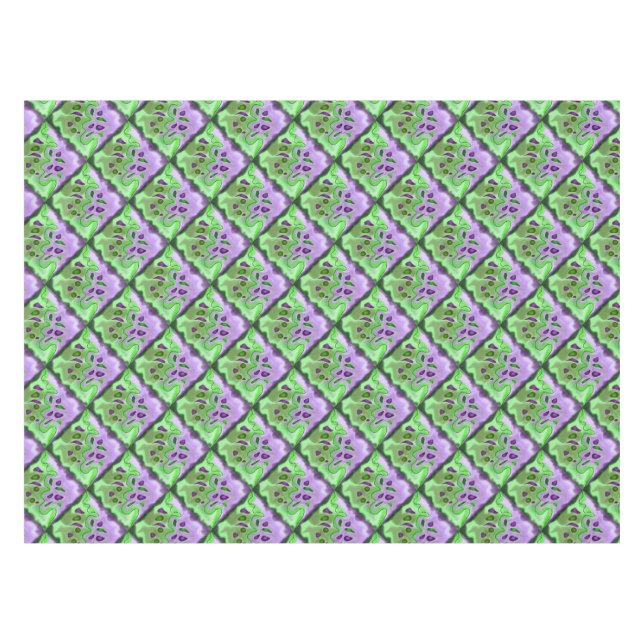 Nappe de table carrée abstraite violette et verte (Devant (Horizontal))