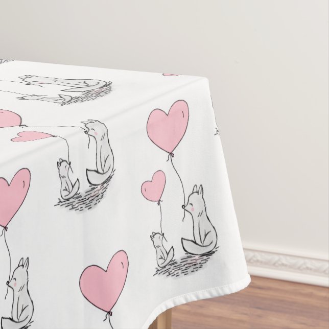 Nappe de table de la Saint-Valentin Renard rose co (In Situ)
