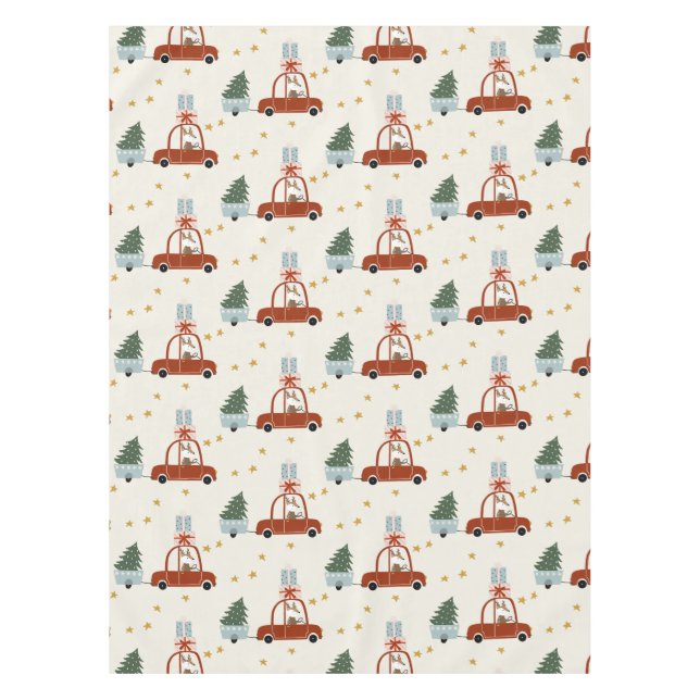 Nappe de table de Noël avec illustration d'animaux (Devant)