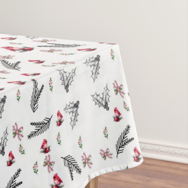 Nappe de table de Noël en pin cardinal rouge class (In Situ)