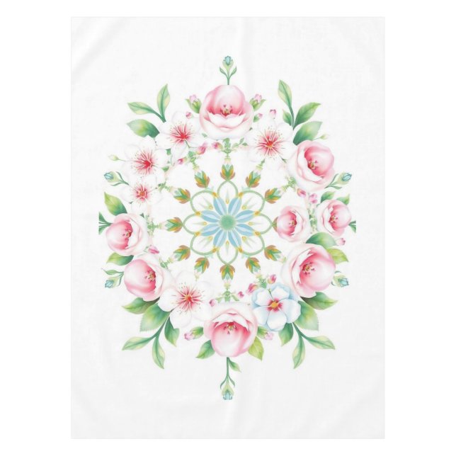 Nappe de table de Pâques au médaillon floral paste (Devant)