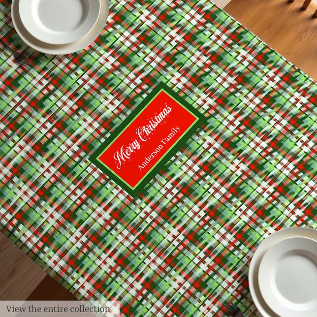 Nappe de table de vacances personnalisée Rouge Ver (Personalized Holiday Tablecloth Elegant Red Green)