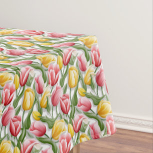 Nappe de table en coton à motif floral de tulipes