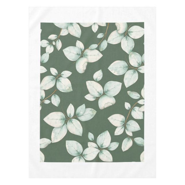 Nappe de table feuille d'eucalyptus vert moderne (Devant)