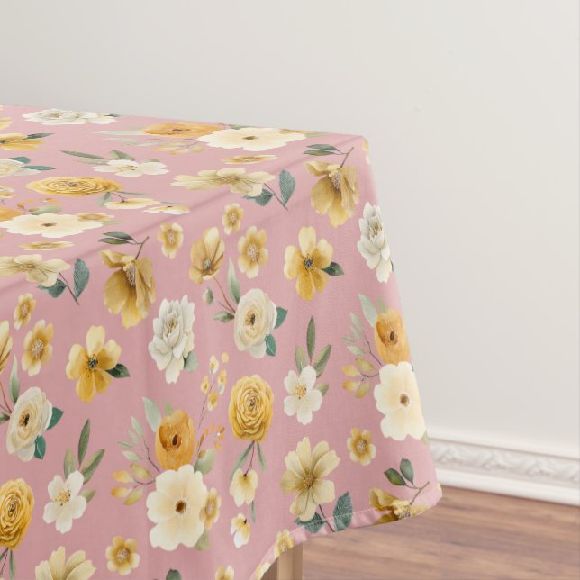 Nappe de table Fleurs Rose Pâle pour Baby Shower | (In Situ)