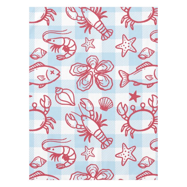 Nappe Décor de cuisine gingham de bord de mer chic (Devant)