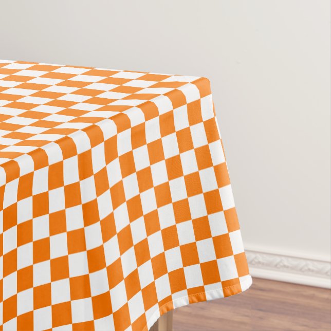 Nappe Décor de la À damiers d'Halloween orange blanc (In Situ)