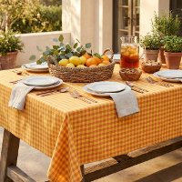 Décor de table de pique-nique à carreaux jaune ora
