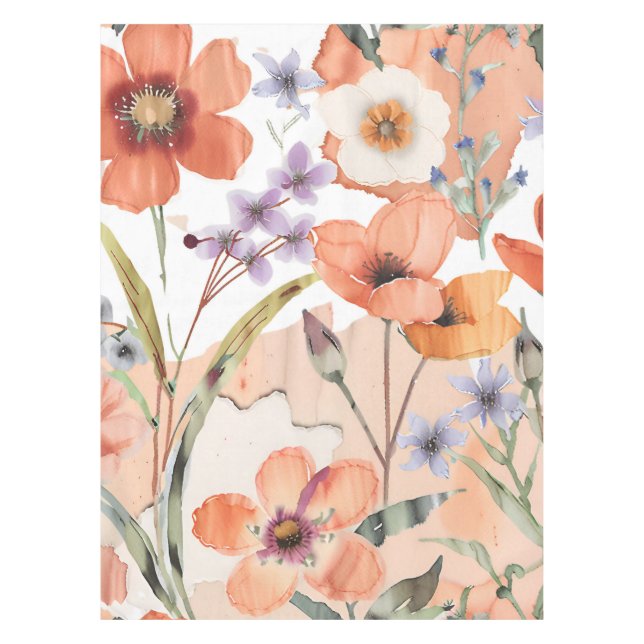 Nappe Décor de table en terre cuite Fleur sauvage Boho r (Devant)