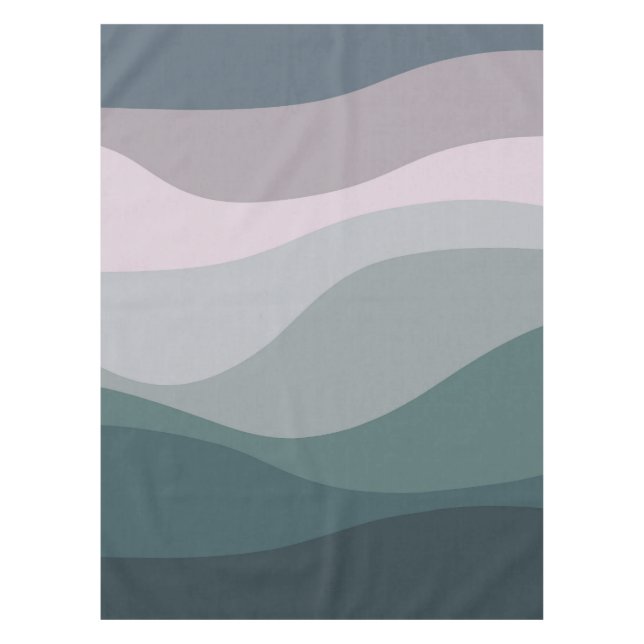 Nappe Décor de vagues de style rétro violet et turquoise (Devant)