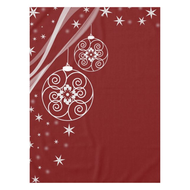 Nappe Décoration de fête de Noël Ornements Blancs Etoile (Devant)