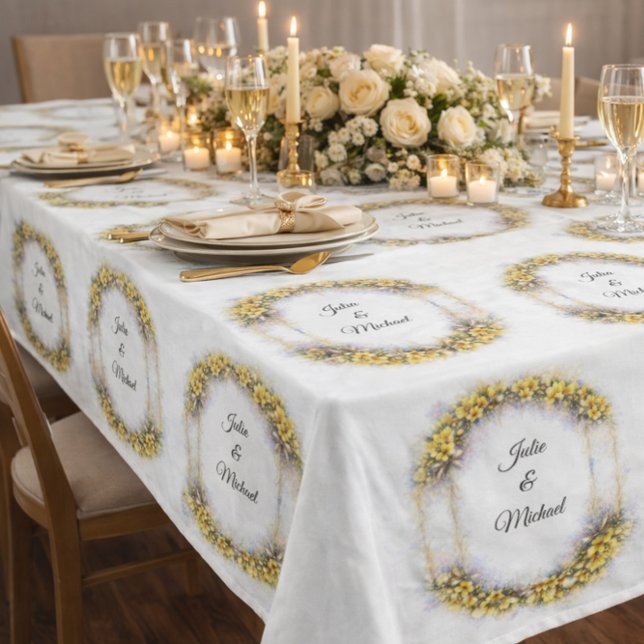 Nappe Décoration de mariage Couronne Jaune Florale Jeune (Créateur téléchargé)