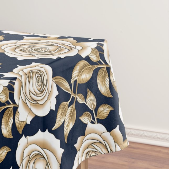 Nappe Delicate White Roses With Gold Accents (In Situ)