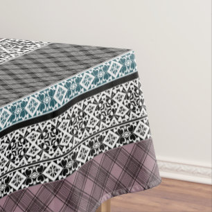Nappe Dentelle patchwork noir et blanc