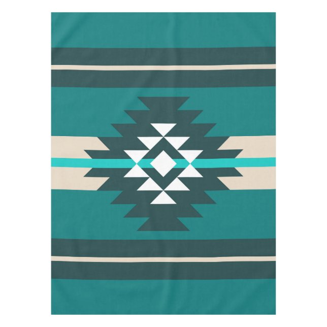 Nappe Design aztèque en couleur turquoise (Devant)