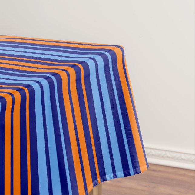Nappe Design Bandes Verticales Cyan Orange Marine   (In Situ)