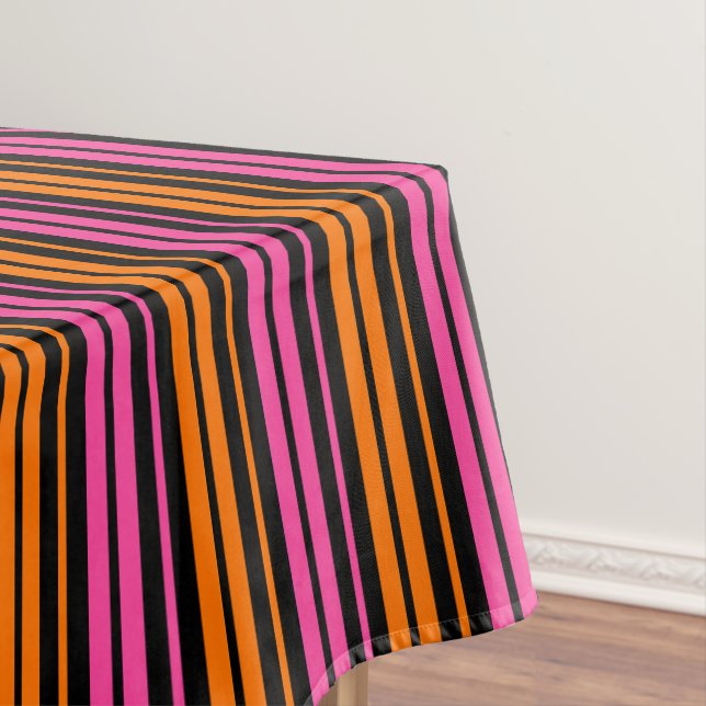 Nappe Design bandes verticales orange rose noir   (In Situ)